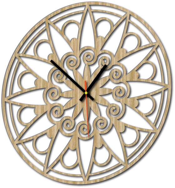 Nástenné hodiny mandala - JANA: Preglejka Topoľ Čierne ručičky 30 cm 3049-13133 X0059-Wall clock HEU-