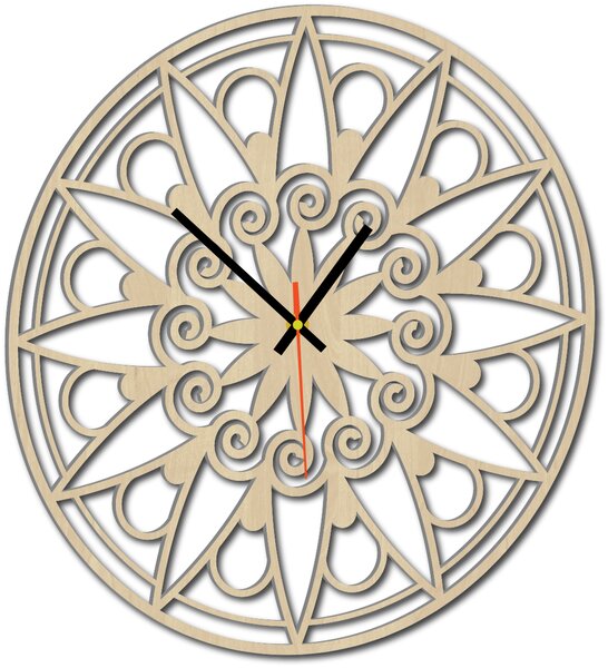 Nástenné hodiny mandala - JANA: Preglejka Topoľ Čierne ručičky 30 cm 3049-13133 X0059-Wall clock HEU-