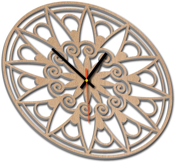 Nástenné hodiny mandala - JANA: Preglejka Topoľ Čierne ručičky 30 cm 3049-13133 X0059-Wall clock HEU-