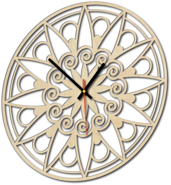 Nástenné hodiny mandala - JANA: Preglejka Topoľ Čierne ručičky 30 cm 3049-13133 X0059-Wall clock HEU-
