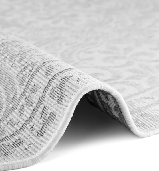 NORTHRUGS , Kusový koberec Duet Rosel 106251 White/Gray kruh - na von aj na doma, 160x160 (priemer) kruh, šedá, chodba / predsieň