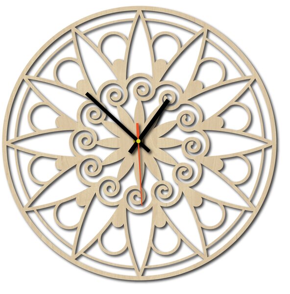 Nástenné hodiny mandala - JANA: Preglejka Topoľ Čierne ručičky 30 cm 3049-13133 X0059-Wall clock HEU-