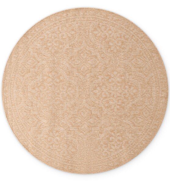 NORTHRUGS , Kusový koberec Duet Rosel 106252 Beige/White kruh - na von aj na doma, 160x160 (priemer) kruh, béžová, chodba / predsieň