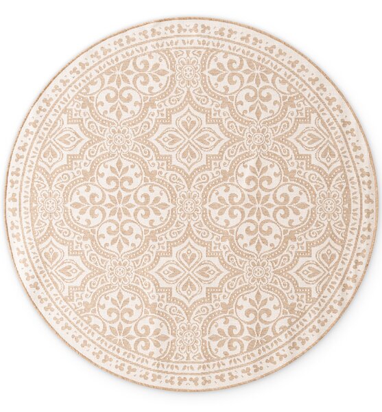 NORTHRUGS , Kusový koberec Duet Rosel 106252 Beige/White kruh - na von aj na doma, 160x160 (priemer) kruh, béžová, chodba / predsieň