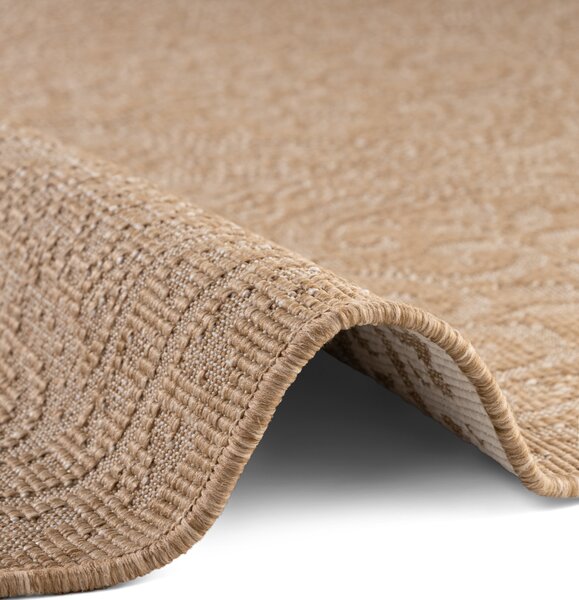 NORTHRUGS , Kusový koberec Duet Rosel 106252 Beige/White kruh - na von aj na doma, 160x160 (priemer) kruh, béžová, chodba / predsieň