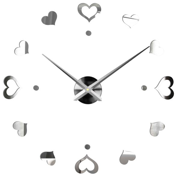 Hodiny na stenu nalepoviacie srdce - EMOCE: Čierna Ral 9005 Farba čierna RAL 9005 3097-14110 12S046-S-Wall clock HEU-