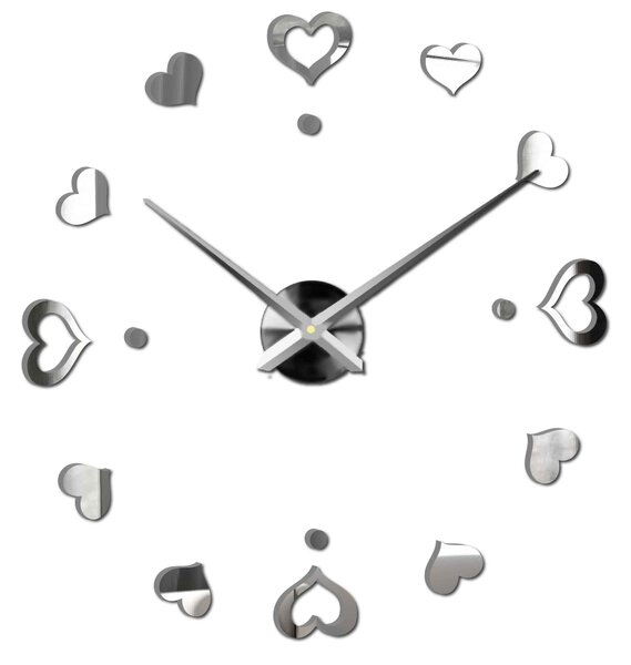 Hodiny na stenu nalepoviacie srdce - EMOCE: Čierna Ral 9005 Farba čierna RAL 9005 3097-14110 12S046-S-Wall clock HEU-