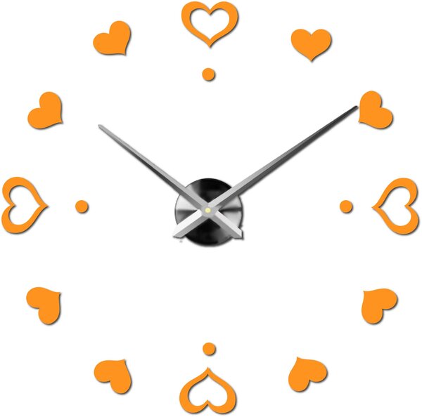 Hodiny na stenu nalepoviacie srdce - EMOCE: Čierna Ral 9005 Farba čierna RAL 9005 3097-14110 12S046-S-Wall clock HEU-
