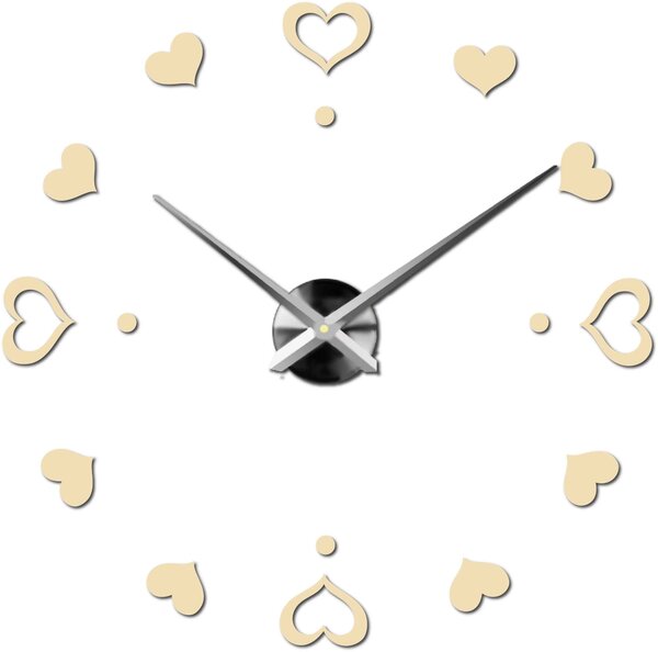 Hodiny na stenu nalepoviacie srdce - EMOCE: Čierna Ral 9005 Farba čierna RAL 9005 3097-14110 12S046-S-Wall clock HEU-