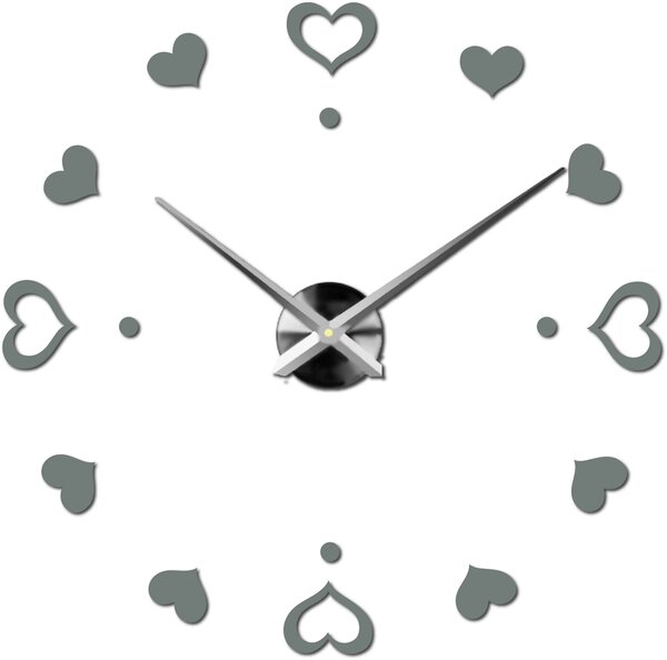 Hodiny na stenu nalepoviacie srdce - EMOCE: Čierna Ral 9005 Farba čierna RAL 9005 3097-14110 12S046-S-Wall clock HEU-