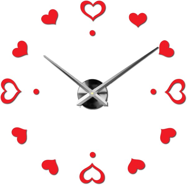 Hodiny na stenu nalepoviacie srdce - EMOCE: Čierna Ral 9005 Farba čierna RAL 9005 3097-14110 12S046-S-Wall clock HEU-