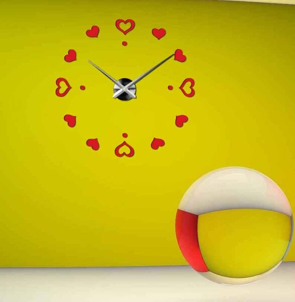 Hodiny na stenu nalepoviacie srdce - EMOCE: Čierna Ral 9005 Farba čierna RAL 9005 3097-14110 12S046-S-Wall clock HEU-