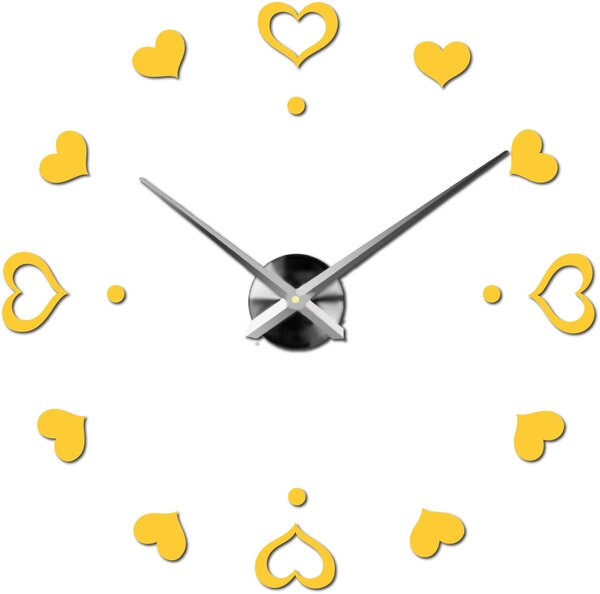 Hodiny na stenu nalepoviacie srdce - EMOCE: Čierna Ral 9005 Farba čierna RAL 9005 3097-14110 12S046-S-Wall clock HEU-