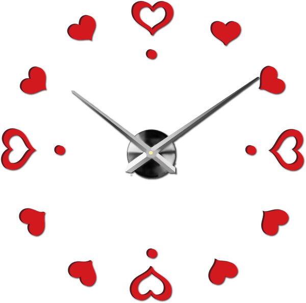 Hodiny na stenu nalepoviacie srdce - EMOCE: Čierna Ral 9005 Farba čierna RAL 9005 3097-14110 12S046-S-Wall clock HEU-