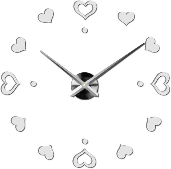Hodiny na stenu nalepoviacie srdce - EMOCE: Čierna Ral 9005 Farba čierna RAL 9005 3097-14110 12S046-S-Wall clock HEU-