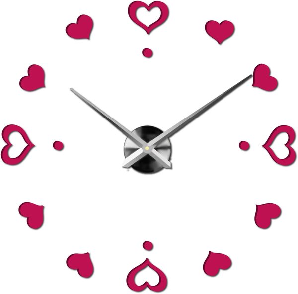 Hodiny na stenu nalepoviacie srdce - EMOCE: Čierna Ral 9005 Farba čierna RAL 9005 3097-14110 12S046-S-Wall clock HEU-