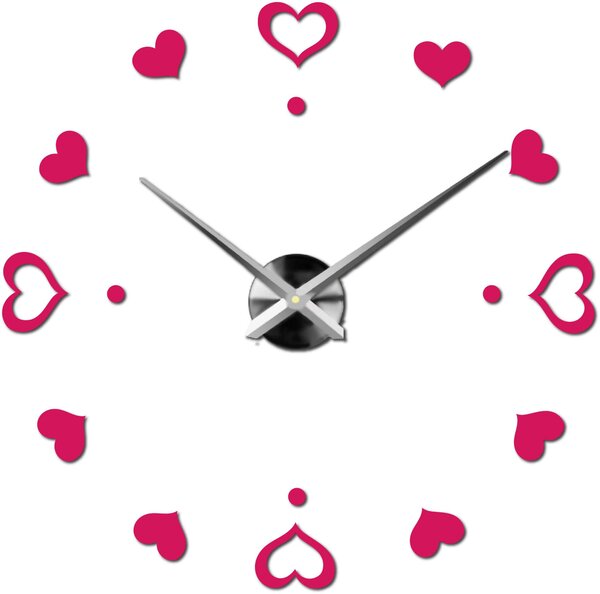 Hodiny na stenu nalepoviacie srdce - EMOCE: Čierna Ral 9005 Farba čierna RAL 9005 3097-14110 12S046-S-Wall clock HEU-