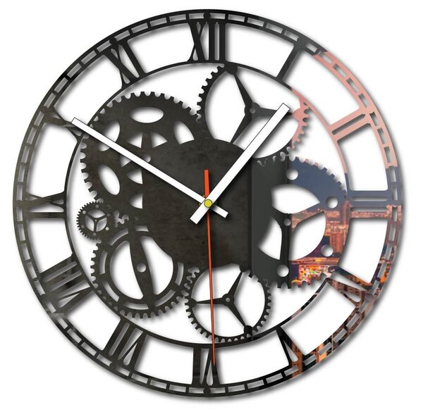 Nástenné hodiny stroj času | FOGO: Šedá kovová Ral 7005 Strieborné ručičky 30 cm 3118-71813 X0071-Trendy wall clock