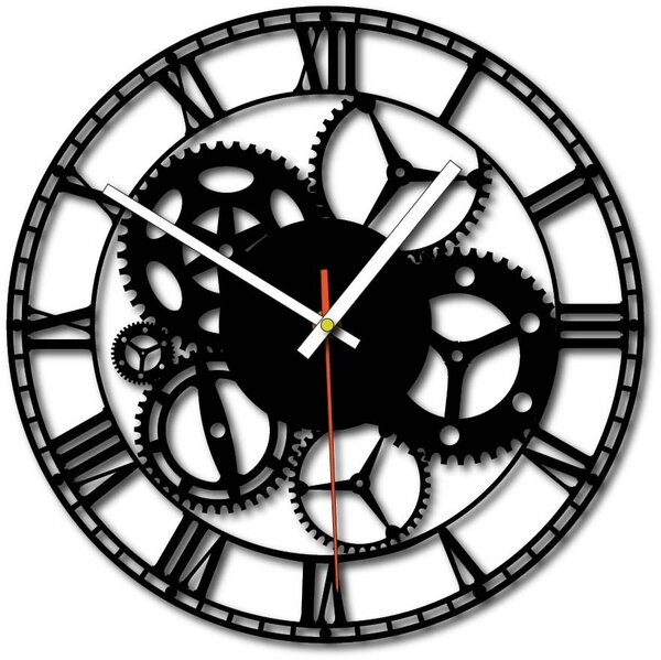 Nástenné hodiny stroj času | FOGO: Šedá kovová Ral 7005 Strieborné ručičky 30 cm 3118-71813 X0071-Trendy wall clock