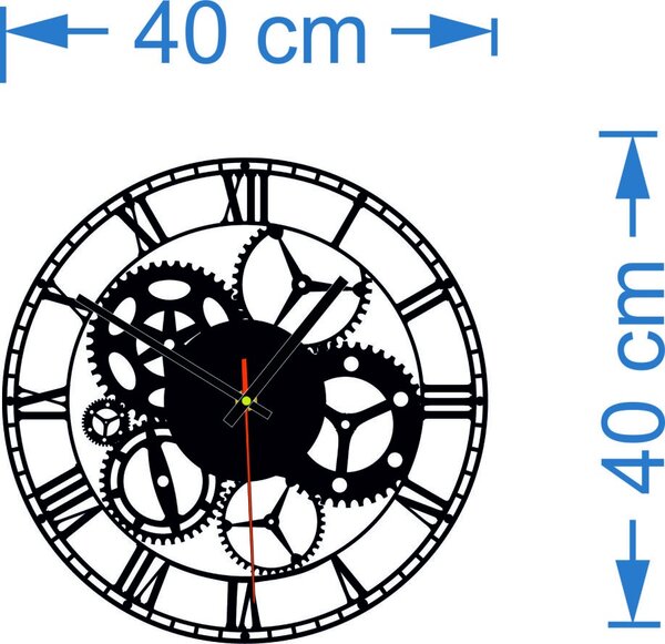 Nástenné hodiny stroj času | FOGO: Šedá kovová Ral 7005 Strieborné ručičky 30 cm 3118-71813 X0071-Trendy wall clock