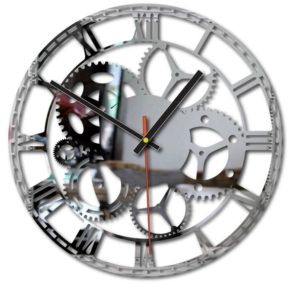 Nástenné hodiny stroj času | FOGO: Šedá kovová Ral 7005 Strieborné ručičky 30 cm 3118-71813 X0071-Trendy wall clock