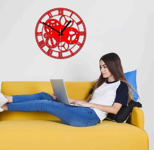 Nástenné hodiny stroj času | FOGO: Šedá kovová Ral 7005 Strieborné ručičky 30 cm 3118-71813 X0071-Trendy wall clock