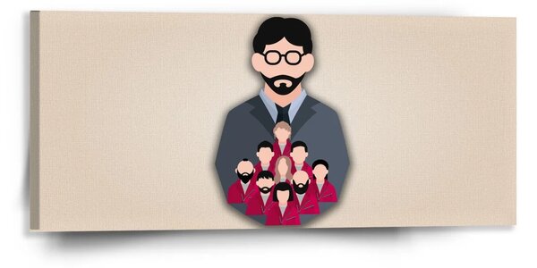Sablio Obraz Money heist Profesor a jeho tím Béžová - 110x50 cm