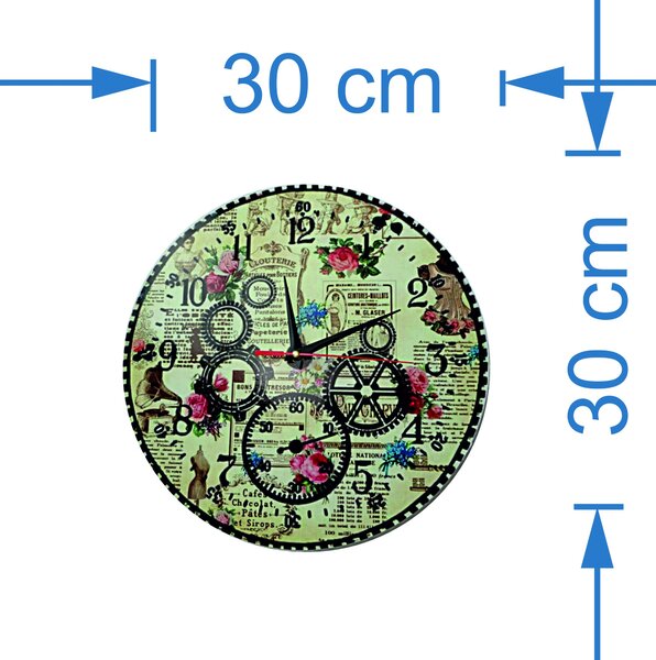 Štýlové nástenné hodiny ozubené koleso - HOPLPFI: Čierne ručičky 3128-14793 HDFK001- Wall clock HEU-