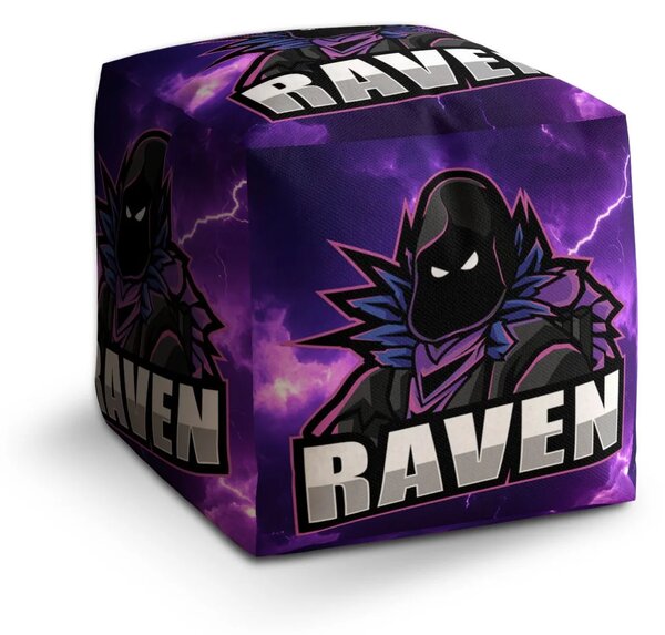 Sablio Taburet Cube FORTNITE RAVEN Fialová búrka - 40x40x40 cm