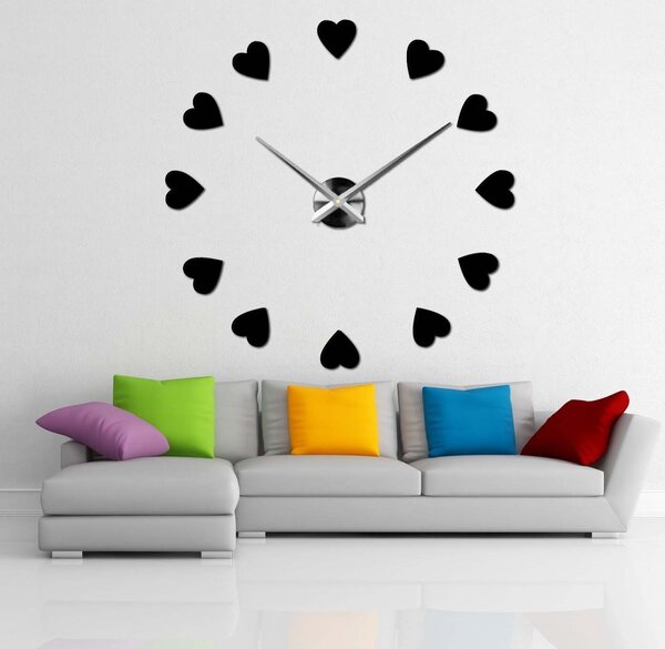 Veľké nástenné hodiny s motívom srdca I SENTOP 12S051: Čierna Ral 9005 Farba čierna RAL 9005 3259-15915 12S051 Wall clock HEU-