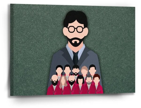 Sablio Obraz Money heist Profesor a jeho tím Zelená - 90x60 cm