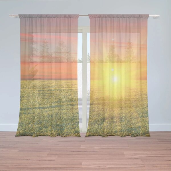 Sablio Záclony Západ slnka nad lúkou: 2ks 150x250cm
