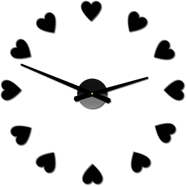 Veľké nástenné hodiny s motívom srdca I SENTOP 12S051: Čierna Ral 9005 Farba čierna RAL 9005 3259-15915 12S051 Wall clock HEU-