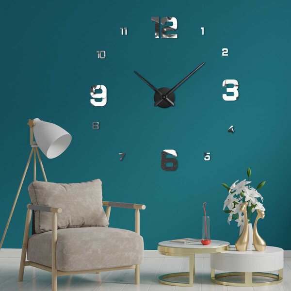 Moderné nástenné hodiny | DESIRE: Zrkadlo SILVER Farba čierna RAL 9005 80 cm 3281-103981 12S005
