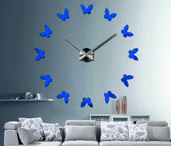 Moderné nástenné hodiny s motýľmi - BUTREO: Zrkadlo SILVER Farba zlatá 80 cm 3273-111658 12S001