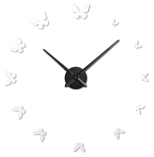 Moderné nástenné hodiny s motýľmi - BUTREO: Zrkadlo SILVER Farba zlatá 80 cm 3273-111658 12S001