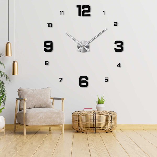 Moderné nástenné hodiny | DESIRE: Zrkadlo SILVER Farba čierna RAL 9005 80 cm 3281-103981 12S005
