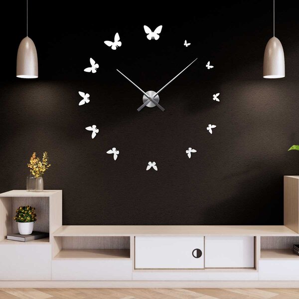 Moderné nástenné hodiny s motýľmi - BUTREO: Zrkadlo SILVER Farba zlatá 80 cm 3273-111658 12S001