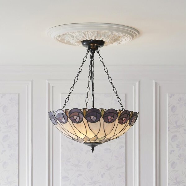 Endon 111872 - Závesný luster na reťazi Tiffany HUTCHINSON 3xE27/60W/230V priemer 50 cm