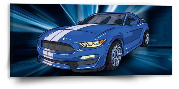 Sablio Obraz Mustang Modré pozadie - 110x50 cm