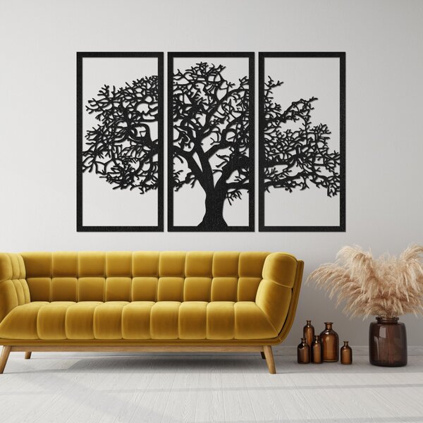 Drevený nástenný obraz Strom života Sada 3 panelov | SKOMBER: Preglejka - Biela farba 46 x 80 cm 3297-56136 PR0054