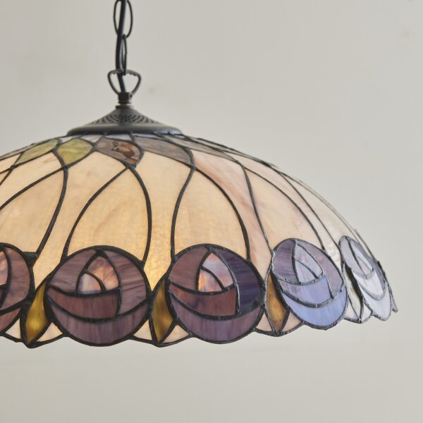Endon 111985 - Luster na reťazi Tiffany HUTCHINSON 3x E27/10W/230V priemer 50 cm