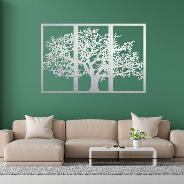 Drevený nástenný obraz Strom života Sada 3 panelov | SKOMBER: Preglejka - Biela farba 46 x 80 cm 3297-56136 PR0054