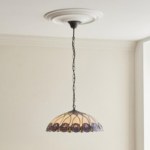 Endon 111985 - Luster na reťazi Tiffany HUTCHINSON 3x E27/10W/230V priemer 50 cm