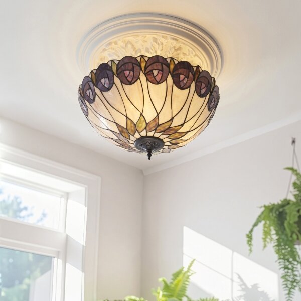 Endon 111906 - Prisadený luster Tiffany HUTCHINSON 3xE27/10W/230V priemer 50 cm