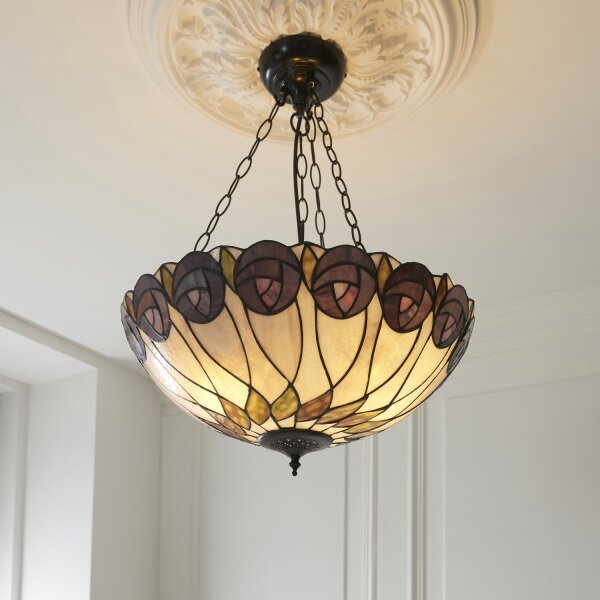Endon 111872 - Závesný luster na reťazi Tiffany HUTCHINSON 3xE27/60W/230V priemer 50 cm