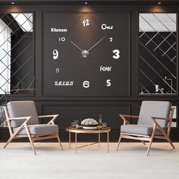 Nalepovacie hodiny na stenu - ONEDRE: Zrkadlo SILVER Farba čierna RAL 9005 80 cm 3292-104183 12S007-12S033