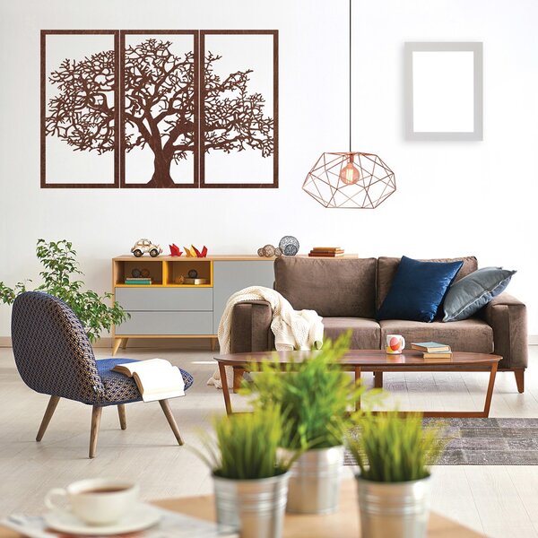 Drevený nástenný obraz Strom života Sada 3 panelov | SKOMBER: Preglejka - Biela farba 46 x 80 cm 3297-56136 PR0054