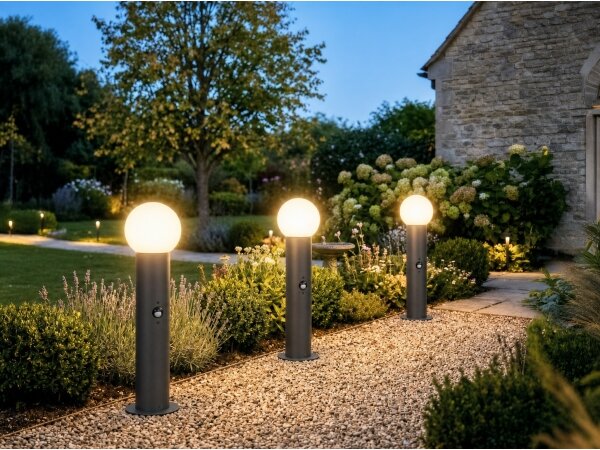 Kanlux 46084-Vonkajšie svietidlo s pohybovým senzorom STONO 1xE27/15W/230V 50 cm IP65 antracit