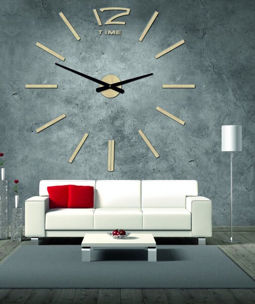 Drevené nástenné hodiny z preglejky - HONEYX: Čierne ručičky Prírodná preglejka - Topoľ natural 80 cm 3304-17751 12D003 PLYWOOD